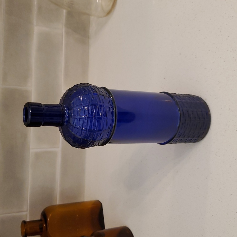 Cobalt Blue Basket Weave Pattern Bottle Canada